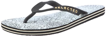 SELECTED Floral Flip Flops 16027089, Tongs homme - Noir-TR-E1-263, 44-45 EU