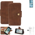 Protection case for OnePlus Nord N10 5G Wallet Case + earphones Cover Brown Book