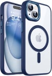 Magnétique Transparente Coque Pour Iphone 15, [Ne Jaunit Pas] Coque De Protection Antichoc Pour Iphone 15 Téléphone - Bleu Foncé