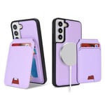 Ｈａｖａｙａ for Coque Samsung S22 Compatible avec Magsafe Etui für Samsung Galaxy S22 avec Porte Cartes détachable Coque Portefeuille Cuir pour Femmes et Hommes- Violet