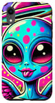 Coque pour iPhone XR Alien coloré avec halo et ailes Pop Art cool