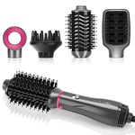 Ensemble de Brosse Soufflante 4 en 1, PARWIN PRO BEAUTY Brosse Seche Cheveux, avec 4 Accessoires, pour Sécher, Lisser, Volumiser et Coiffer, Brosse Sèche-Cheveux Ionique de Soin