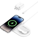 Belkin BoostCharge Pro2-in-1 Magnetic Wireless Charging Pad with Qi2 15W (White)