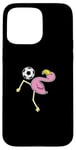 Coque pour iPhone 15 Pro Max Flamant rose avec ballon de football