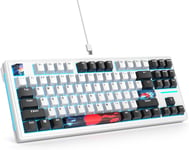 Clavier de Jeu mécanique Filaire 80% remplaçable à Chaud,Gasket Clavier rétroéclairé RVB avec Interrupteur Blanc,87 Touches PBT,Clavier NKRO pour Windows Ordinateur PC Gamer(87 Pink_White)