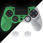 Protection Manette Pour Ps4,Coque Manette Pour Ps4 Pro,Coque En Silicone Pour Ps4 Slim,Housse Manette Ergonomique Avec Capuchon Joystick Pour Ps4-Vert Lumineuse Nuit(Guardian Edition)