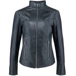 URBAN 5884 Veste en Cuir RT01 Femme, Veste en Peau d'Agneau de Style Motard, Bien Ajustée et Douce au Toucher