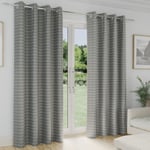 Geometric Leaf Curtains Lined Thermal Eyelet Ring Top 66x90" Curtain Silver Grey