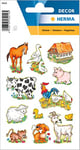 HERMA 5419 Lot de 36 Autocollants Animaux de la Ferme avec Motif Chien, Chat, Cheval, Vache, Poulet, étiquettes pour Enfants pour Album Photo, Agenda, Scrapbooking, décoration d'anniversaire, Loisirs