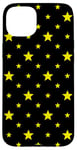 iPhone 15 Plus Yellow Black Stars Nighttime Starry Pop Art Night Pattern Case