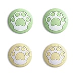 eXtremeRate PlayVital Cute Thumb Grip Caps for Nintendo Switch, Joystick Caps for Switch Lite, Silicone Analog Cover Thumbstick Grips for Switch OLED Joycon - Cat Paw Matcha Green & Cream Yellow