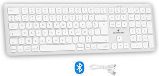 KB Mac Wireless - Clavier sans Fil Blanc AZERTY pour Mac - Clavier Bluetooth pour Mac Rechargeable USB-C,Design Ultra Fin Ergonomique,Touches Silencieuses,Autonomie 90h - Mac & Ipad(Q895)