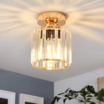 ANWIO Plafonnier Doré en Cristal Industriel, Luminaire E27 Lustre Suspension Design Métal Ø135mm,Eclairage Plafond Moderne pour Couloir, Salon, Salle à Manger, Cuisine