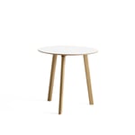 HAY - CPH Deux 220 2.0 Table Lacquered Oak Frame Ø75 X H73 Pearl White Top Lacquered Beech Edge - Matbord - Ronan & Erwan Bouroullec - Vit - Trä