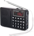 L-258 Small Radio Portable and Mains, AM(MW)/SW/FM Radio Rechargeable with Bass