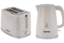 GEEPAS Fluted Collection 1.7L Kettle & 2 Slice Bread Toaster Combo Set, Grey