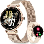 Montre Connectée Femme¿Appel Bluetooth, Montre Connectée Étanche Ip68 À Écran Tactile Amoled De 1,19 Po, 100+ Mode Sport¿Spo2/Tensiomètre/Moniteur De Pouls/De Sommeil, Pour Ios/Android Or