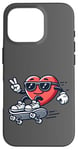 Coque pour iPhone 16 Pro Skateboard patineur coeur Saint-Valentin