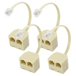 Lot de 4 répartiteurs téléphoniques RJ11 pour téléphone fixe 6P4C mâle vers 2 femelles, adaptateur mural RJ11 mâle 1 en 2 sorties