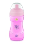 MAM Sports Cup D112 Verre d'apprentissage anti-déversement Valve de contrôle du flux 330 ml Tasse anti-goutte facile à tenir pour bébé à partir de 12 mois Rose