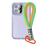 case&me Coque avec Cordon Urban pour iPhone 14 Pro, Cordon Polyvalent Amovible, Coque Transparente colorée, Coque Fashion, Violet