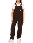 Carhartt Women's Rugged Flex Loose Fit Canvas Bib Overall, Dark Brown, XS