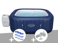 Kit spa gonflable Bestway Lay-Z-Spa Hawaii carré Airjet 4/6 places + 6 filtres + 2 appuie-têtes