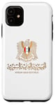 Coque pour iPhone 11 Emblème doré de la République arabe syrienne avec drapeau de la Syrie