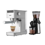 GEEPAS 1450W Espresso & Cappuccino Coffee Machine & Conical Burr Coffee Grinder