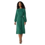 The Drop Dolman Balloon Sleeve Belted Midi Dress, Rain Forest, S