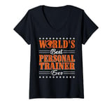 Womens Retro Motif Worlds Best Personal Trainer V-Neck T-Shirt