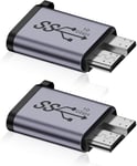 2Pcs 10Gbps USB C Femelle à Micro B Mâle Donnée Charge Adaptateur, pour SSD Disque Dur Externe Chiffre Appareil Photo Phone Type C à USB3.0 Micro B Mâle Disque Dur Externe Convertisseur