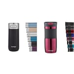 Contigo Luxe Autoseal Travel Mug, Stainless Steel Thermal Mug, Vacuum Flask, Licorice 360 ml & Byron Snapseal Travel Mug, Stainless Steel Thermal Mug, Vacuum Flask, 470 ml, Vivacious