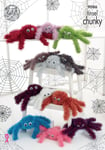 King Cole Tinsel Chunky Knitting Pattern Halloween Small Large Spider Toys 9086