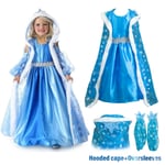 Girls Frozen Fancy Dress Up Princess Elsa Costume Outfit Party Cosplay With Cape