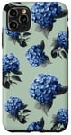 iPhone 11 Pro Max Blue Hydrangea Pattern Botanical Theme Design Case