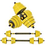 HOMCOM 20KG Barbell and Dumbbell Set Fitness Exercise Home Gym Plate Bar Clamp