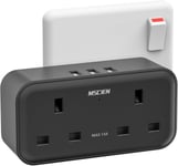 Double Plug Adaptor, Mscien Plug Adapter with 3 USB, 2 Way Plug Extension with 2