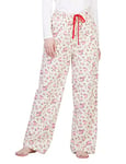 LAPASA Pantalon de Pyjama Femme 100% Flanelle de Coton Bas de Pyjama ou d'Intérieur Automne/Hiver L74 Beige à Fleurs (Flanelle) S