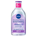 NIVEA Micellar Water Soothing, Fragrance Free Eye Makeup Remover, Micellar Cleansing Water for Sensitive Skin, Gentle Skin Cleanser (400ml) (Pack of 5)