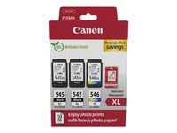 Canon Pg-545 Xl/Cl-546Xl Photo Value Pack - 3-Pack - Svart, Farge (Cyan, Magenta, Gul) - Original - Blekkpatron/Papirsett