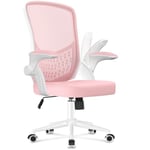 naspaluro Chaise de Bureau : Fauteuil Bureau Ergonomique avec Reversible Armrest,Soutien Lombaire,Hauteur Réglable Siege en Maille Respirante Convient à la Maison Bureau,Lecture,Rose