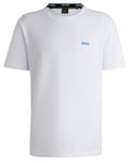 BOSS Green Taddy Mens Cotton Piqué T-Shirt with Oxford-Jacquard Back Collar - White - Size X-Large