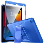 MoKo for iPad 10.2 Inch Case for iPad 9th Generation 2021/ iPad 8th Generation 2020/ iPad 7th Gen 2019, [Heavy Duty] Shockproof Full Protective Cover with Built-in Screen Protector, Blue Wave