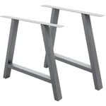 Set 2 Pieds de Table - 70 x 72 cm - A-Design - Gris - Acier Revêtement en Poudre - Pied de Meuble Banc - Support Profil - Design Industriel - Pièces