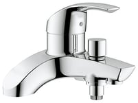 GROHE Eurosmart single-lever bath tap, bath and shower mixer, wall mounted, easy to clean, easy installation, chrome, 25105000