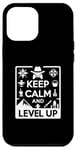 Coque pour iPhone 12 Pro Max Keep Calm and Level Up Gamer pour les joueurs amusants