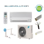 Pret a poser climatisation Daikin 3500W R32 bluevolution reversible FTXF35A + kit de pose 15 metres + support mural