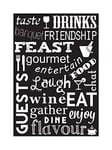 Wee Blue Coo Drink Food Wine Kitchen Words Black Quote Picture Wall Art Print