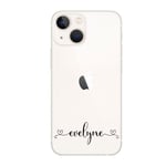 Coque Iphone 14 prenom 4 coeur noir